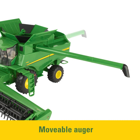 One Thirty Second Scale S780 Combine With Grain Head And 7290R Tractor Grain Cart Set for Kids Three Plus, with moveable auger