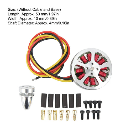 4Pcs 5010 750KV Disc Brushless Motors for Multicopters and Quadcopter Drones, showing motor with aluminum alloy body and parts.