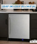 Hella Solid 24 Inch Built In Outdoor All Freezer Featuring True Frost Free Forced Air Cooling Slick Black Cabinet in kitchen setup.