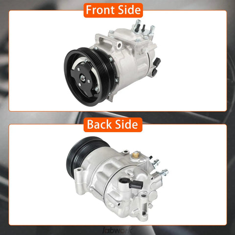 Beefed Up AC Compressor With Clutch Co 4574Jc Dual Pulley Build For Volkswagen Jetta Golf And Passat R32 25 Liter Engines 2005 To 2014 front and back side views