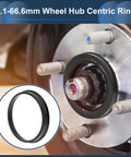 Lock It Down With These Badass 72.1mm To 66.6mm Wheel Hub Centric Rings Black Polycarbonate Shock Absorbing Hubrings Universal Fit Cars Trucks Suvs RV 4 Pack on wheel hub.