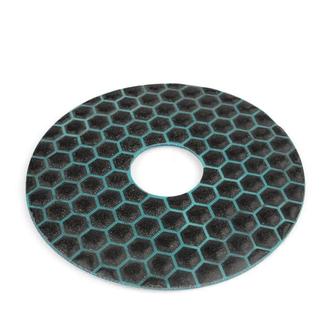 The New 3pc 6 Inch Diamond Polishing Pads For Granite Marble Concrete Grinding Dry Use Flexible Abrasive Wheels To Get High Gloss Shine Fast Without Dye Or Damage On Stones, hexagonal pattern design.