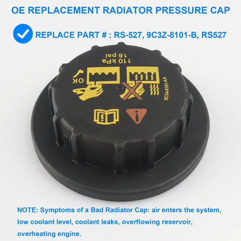 Radiator Pressure Cap Replacement Beefed Up For Ford 6.0 7.3 Powerstroke RS527 9C3Z8101B 9C3Z-8101-B Two Way Valve