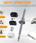 Ball Screw Assembly 400mm Long 12mm Diameter with End Machining and Nut for CNC Machines, showing components and features.