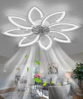 Dope 35 Inch Ceiling Fan With Lights And Remote, Modern White Ceiling Fan in living room, low profile flush mount design