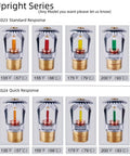Heavy Duty Upright Fire Sprinkler Head Works Like A Dream With Standard Response At 200 Degrees For Zero Hassle Half Inch Npt Hookup And Ul And Fm Certified Safety For Automatic Fire Systems Pack Of Six Chrome Finish - display of standard and quick response models with temperature ratings.