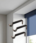 Heavy Duty Curtain Rod Holders Adjustable Brackets For Seven Eighths Inch Rods Set Of Three Black Finish With Secure Screws