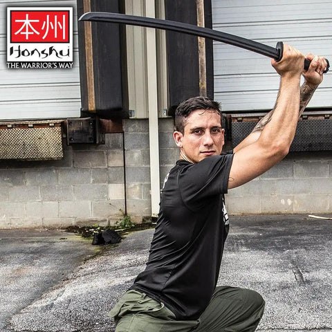 Person holding Realistic Practice Katana Sword For Martial Arts Training Real Deal Feel Dope Bokken Style One Piece 41 Inch