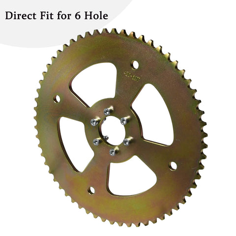 60T 420 Chain Six Hole High Torque Rear Sprocket Direct Fit For Coleman CT100U CC100X RB100 B100 Baja shown in zinc-plated steel
