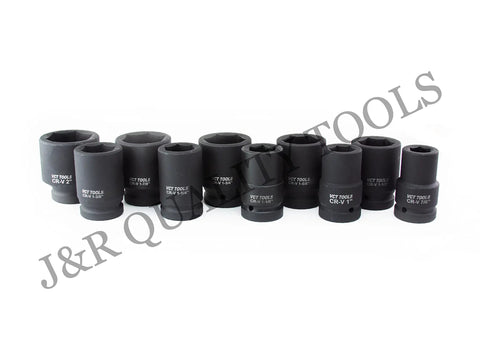 One Inch Drive Deep Impact Socket Set For SAE Fasteners CrV 6 Point High Torque Sockets From Seven Eighths Inch To Two Inches