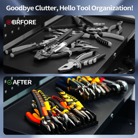 44 Piece Plier Organizer Set For Toolboxes And Drawers Modular Holder System With 20 Large Slots And 22 Small Slots Black Finish