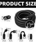 Top Tier 6AN Fuel Line Kit With 20 Ft Nylon Braided Hose And Heavy Duty Aluminum Fittings Plus Clamps For Universal Gas And Diesel Transfer Across Most Cars Without Leaks Or Drips To Keep Your Ride Runnin Smooth., black braided 20 ft fuel hose kit with aluminum fittings and clamps, product size view