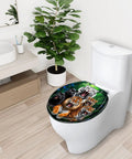Toilet Seat Round Slow Close Bathroom Replacement with vibrant animal print design in a modern bathroom setting.