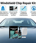All In One Windshield Crack Repair Kit For Cars And Auto Glass Chips Quick Fix Glass Repair Tool in front of car windshield