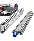 Badass Industrial Drawer Slides One Pair 38 Inch Beefy Locking Full Extension 53mm for truck bed storage.