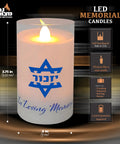 Electric Yahrzeit Candle LED Votive Flameless Memorial Light Battery Operated For Home Travel with Star of David design.