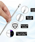 Close-up of metal spudger tool from Ultra Thin 7 Piece Spudger Tool Kit For Electronics Repair, with textured non-slip handle.