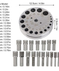 Pro Grade Disc Cutter Set For Jewelry Making 17 4 Steel Circle Punch Kit, diameter sizes visible on metal disc surface
