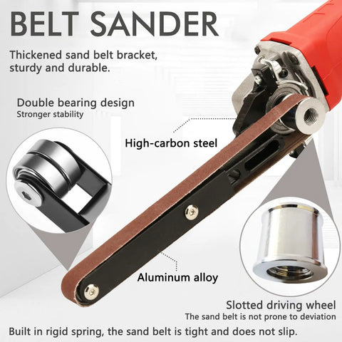 Heavy Duty Belt Sander With Six Variable Speeds And 1080 Watt Motor detailed view showing aluminum alloy body and high-carbon steel components.