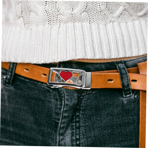 Quick Release Women Belt Buckle For Jeans Auto Buckle Waist Strap Fastener Versatile Fashion Accessory with heart design
