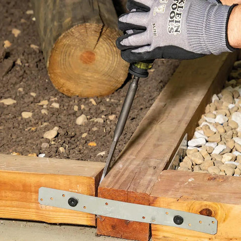 Using SDS Demolition Screwdriver Set with Flat Chisel on wood, part of 3-piece multi-bit system for rotary hammer drills and pry bars