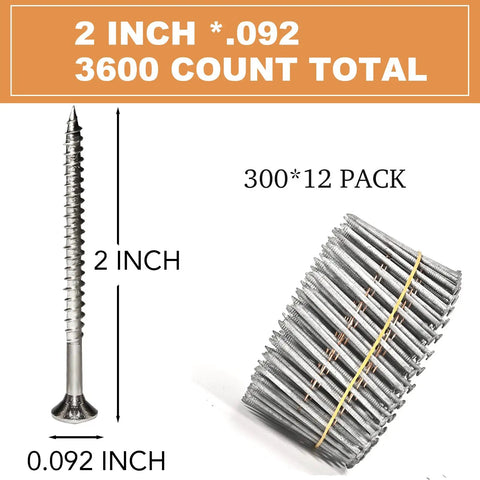 3600 Count Siding Nails for 15 Degree Coil Nailers 2 Inch by 0.092 Inch Wire Full Round Head Tough As Nails