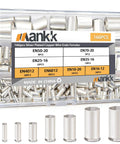 Heavy Duty Wire Ferrules Kit with Eight Size Silver Plated Copper Ends for AWG 1/0 to 12 in storage box