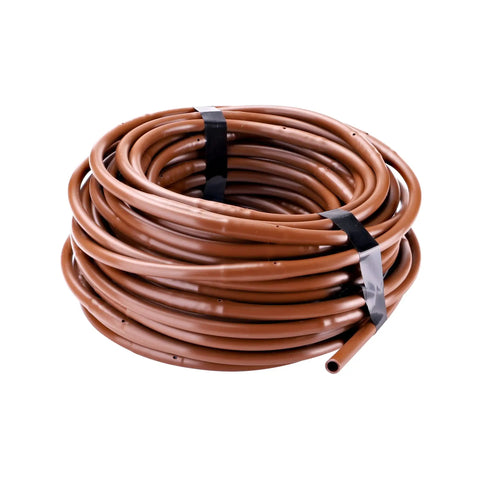 Drip-A-Long 1/4 Inch Dripline With 1/2 GPH Non-Pressure Compensating Emitters Spaced 12 Inches Apart 50 Feet Brown Coil