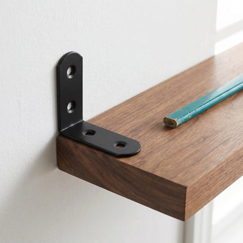 Heavy Duty L Shaped Corner Braces Set 20 Pack Two Sizes 90 Degree Shelf Supports For Cabinets Desks Bookcases And Other Furniture Ultra Strong Metal Bracket Mounts For Rock Solid Joint Reinforcement on wood shelf.