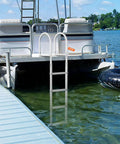Removable Four Step Dock Ladder With Aluminum Alloy Pontoon Boat Access, 500 Lbs Capacity, 3.1 Inch Wide Nonslip Steps With Mat, Easy Install For Boat Lake Pool And Marine Boarding on pontoon dock