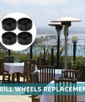 Universal Patio Heater Wheel Kit 4 Pack 97mm Black Casters For Outdoor Gas Heaters And Storage Racks shown by patio