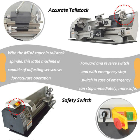 Badass Precision Benchtop Mini Lathe 900W Brushless Motor 8X31 Inch Travel Variable Speed 50 To 2500Rpm Mt5 Spindle Thread Cutting Knockout Performance Workshop Tool