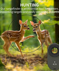 Top Notch Golf And Hunting Rangefinder Up To 1200 Yards With 7x Magnification Slope Switch For Tournament Legal Readings Magnetic Pole Mount Vibration Alerts IPX44 Waterproof Rechargeable Battery Green, hunting deer view