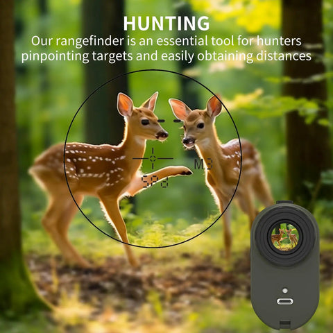 Top Notch Golf And Hunting Rangefinder Up To 1200 Yards With 7x Magnification Slope Switch For Tournament Legal Readings Magnetic Pole Mount Vibration Alerts IPX44 Waterproof Rechargeable Battery Green, hunting deer view