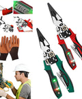 All In One 4-In-1 Wire Stripping And Testing Pliers With Built-In LCD Voltage Tester, foldable red and green multitool