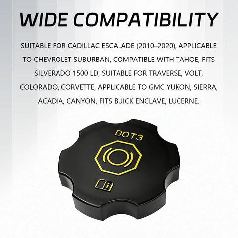Dot 3 Brake Fluid Cap Replacement For GM Vehicles Fits Cadillac Escalade ESV Suburban Tahoe Silverado Volt GMC Yukon