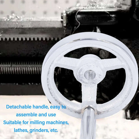 Lathe Hand Wheel 100mm 3 Spoke With Revolving Handle Cast Iron Chrome Plated For Milling Lathe And Grinding Machines