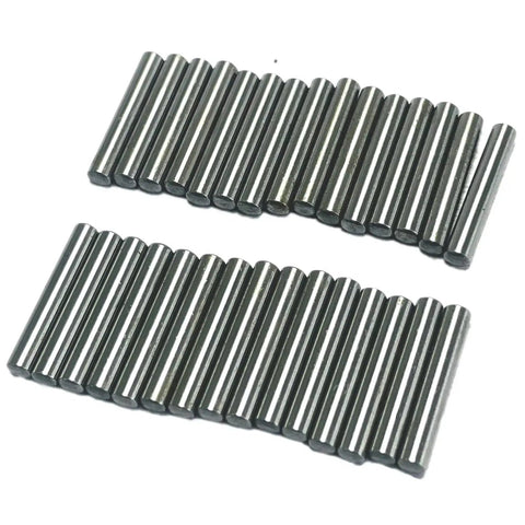 Knockout Quality Heavy Hitter 30 Pack 1/8 X 3/4 Inch Alloy Steel Dowel Pins arranged in two rows for easy access.