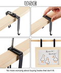 Four Pack Adjustable Cubicle Hangers for office partitions and whiteboards, universal metal hooks on wooden panel