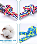 Two Pack XL Dog Rope Toys For Large Breed Aggressive Chewers, colorful indestructible knots on washable natural cotton ropes