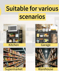 Heavy Duty 3 Tier Garage Shelving Unit With Wheels, Adjustable Metal Storage Racks in different use scenarios: kitchen, garage, supermarket, warehouse.
