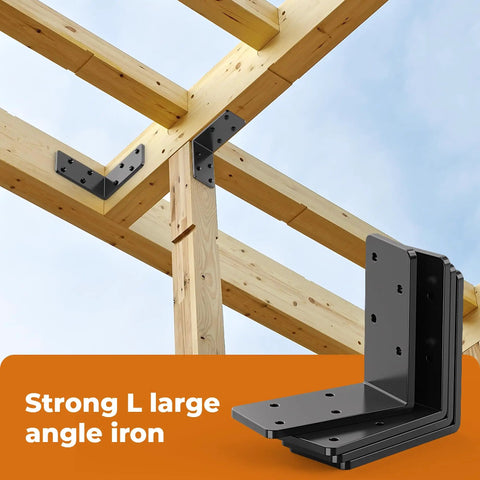 Heavy Duty 8 Pack 3x3 Inch L Brackets Galvanized Corner Braces For Wood Shelves And Furniture, 90 Degree Angle With Recessed Holes