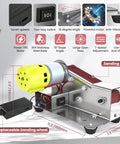 Pro Mini Belt Sander And 15 Degree Belt Grinder With Seven Speeds For Knife Sharpening Woodworking Metalworking Jewelry Diy Sanding Polishing Powered By A Slick 795 Watt Motor That Runs Like A Champ with 304 stainless steel body and adjustable sanding belt.