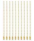 Gold Tone Ball Bead Chain Bulk 3.9 Inch Links For Jewelry Making And Keychains, 120 Pcs Metal Dog Tag Beaded Extension Chains, Durable And Shiny Gold Finish For Your DIY Necklaces And Hanging Decor. 120 gold bead chains shown hanging