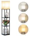 Space Saving Floor Lamp With Shelves, Modern Corner Shelf Lamp With 3 Color Temperature LED, 9W 800-Lumen Bulb