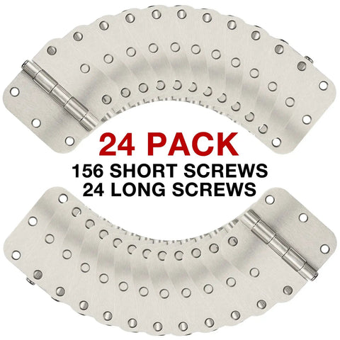 Heavy Duty 24 Pack 3.5 Inch Round Brushed Satin Nickel Door Hinges For Interior And Exterior Use displayed in curve