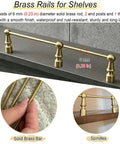 Heavy Duty Solid Brass Floating Shelf Brackets Rock Slick Wall Mount Rail Kit with adjustable support and spindles.
