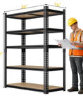 Beefy 5 Tier Garage Shelving System With Adjustable Spacing And 2000 Lbs Total Capacity 500 Lbs Per Shelf 72 Inch High 36 Inch Wide 16 Inch Deep Heavy Duty Storage For Tools Boxes And Gear, black steel shelving