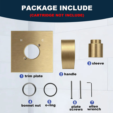 R10000 Series Shower Valve Trim Kit Replacement With Single Handle Shower Handle Set In Champagne Bronze Brushed Finish components layout