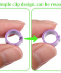 Close-up of 8mm purple leg band, clip-on design from 100 Pack 8mm Colorful Readable Leg Bands For Baby Chick And Small Birds